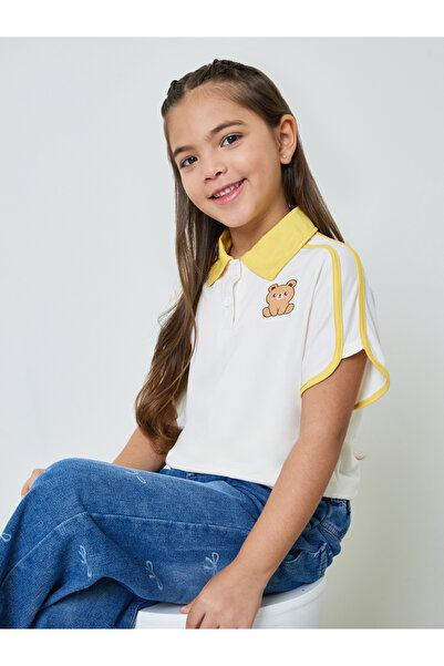 Styli Girls Graphic Print Extended Sleeve Polo T-Shirt