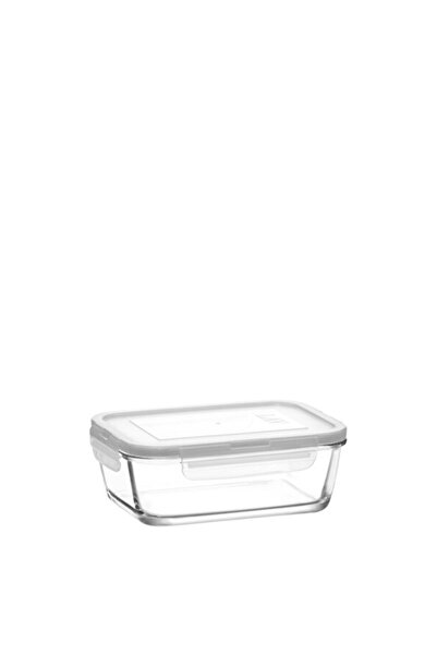 Empressco Glass Storage Container, 800 Ml, Rectangular, White, Lockable, Prac...