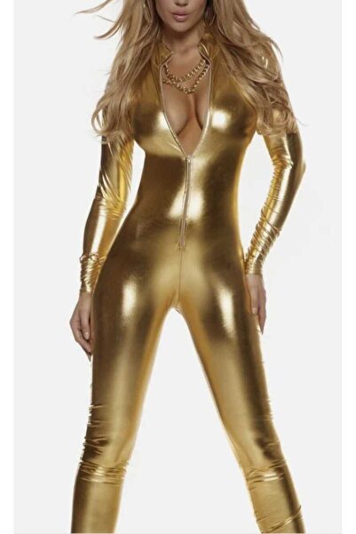 GGN kadın gold metalik tulum