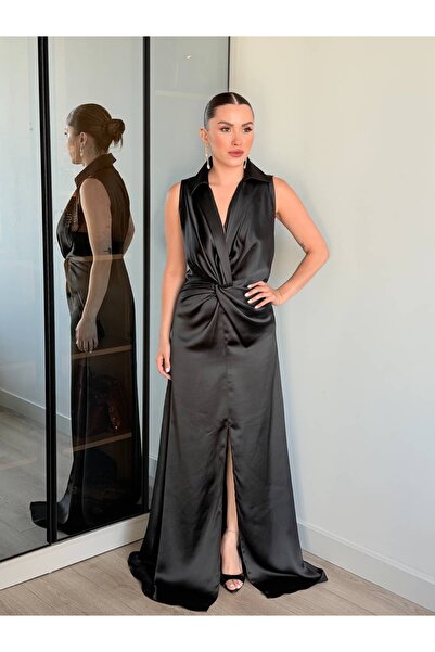 ROUPAS COLLECTİON Saten Düğüm Detay Elbise