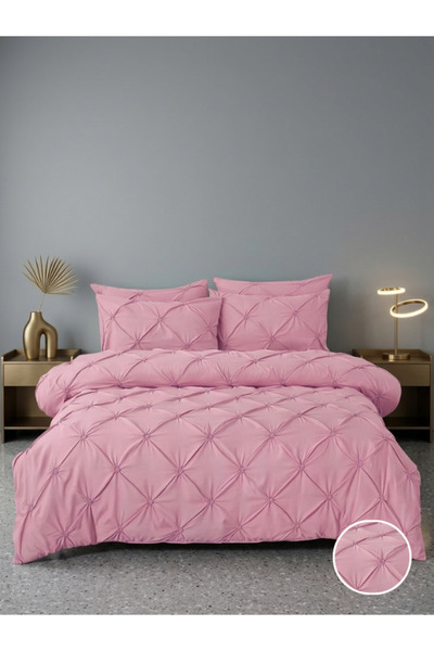Truva Home Lenjerie de Pat 6 Piese cu Pliuri | 2 Persoane | Pat Dublu | Elega...