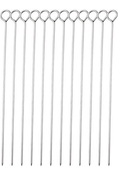 The Bros 10 Inch Metal Barbecue Skewers, Stainless Steel BBQ Skewers, Shish K...