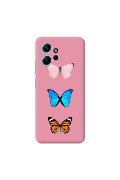 Other Xiaomi Redmi Note 12 4G Triple Butterfly Pink Colored Silicone TPU Θήκη