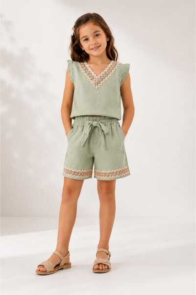 FERA Children's Top and Bottom Set Flam Cotton Linen Daily Wear