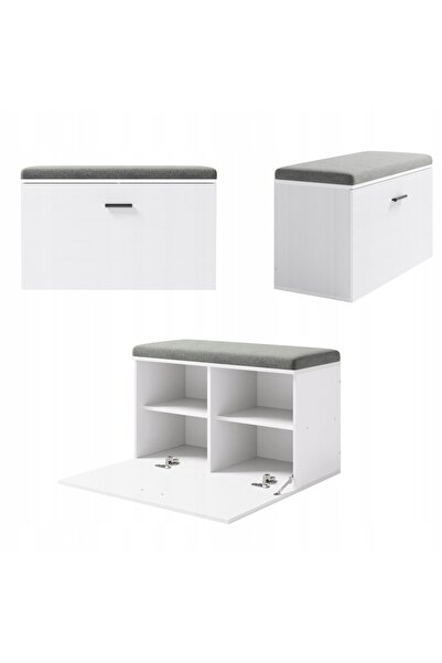 Muvu Pantofar modern cu scaun și băncuță pentru hol, alb, stil loft