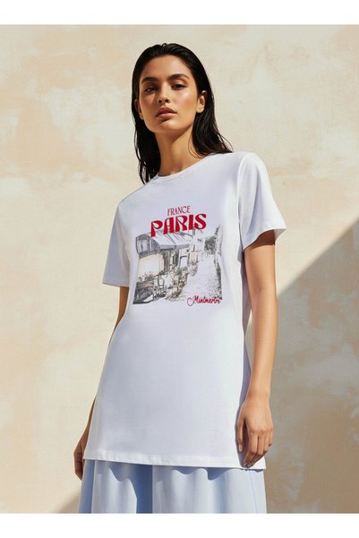FAV Cotton T-shirt with Landscape Print