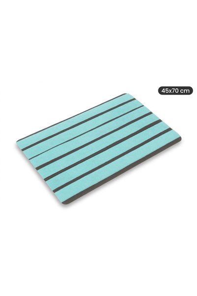 Evoris Delta Cc007A Turquoise Striped Non-Slip Base Waterproof Washable Door Mat 45X70 cm