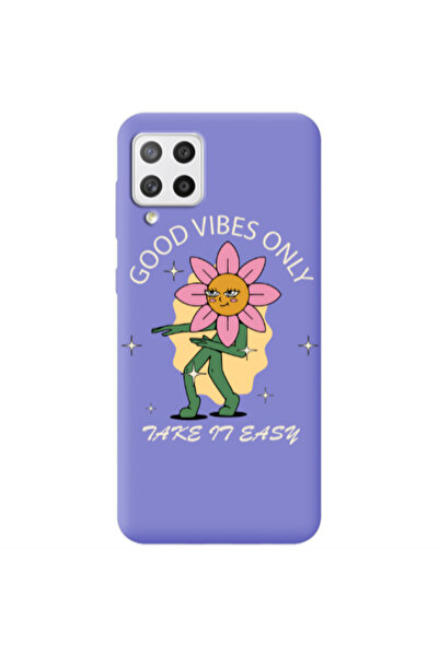 Other Samsung A42 5G Good Vibes Only Purple Colored Silicone TPU Θήκη