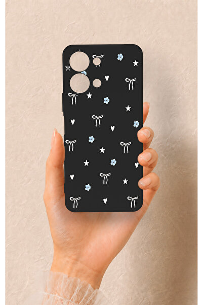 Vip Case Vivo Y05 4G Uyumlu Mini Fiyonk Siyah Desenli Silikon Kılıf