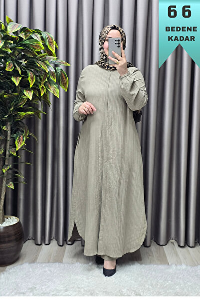 Elmas Tesettür Women's Clothing Plus Size Buttoned Elastic Sleeve Seersucker ...