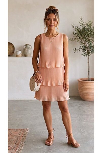 STEPS 3 Layered Chiffon Pleated Sleeveless Dress