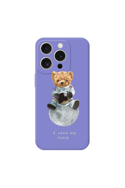 Other Apple iPhone 15 Pro Bear in space Purple Colored Silicone TPU Θήκη