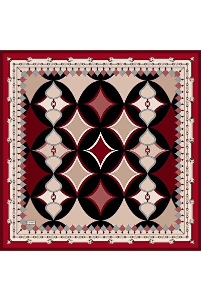 Levidor Burgundy Edges Lvd Printed Twill Silk Scarf