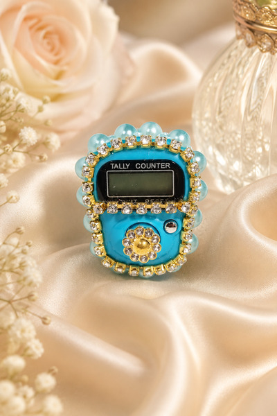 Silver Seasons Stone Zikir Ring Digital Tally Counter Colorful Counter Ring w...