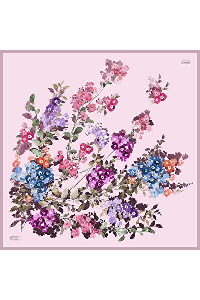 Levidor Pink Flower Pattern Sura Silk Scarf