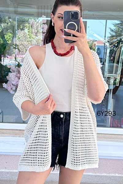 İnce Topuk Perforated Long Knitwear Cardigan 6Y293
