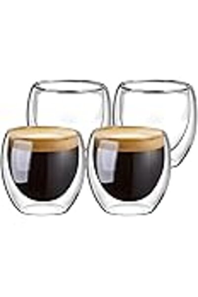YumLock Best-Encounter 6 Pieces Double Wall Glasses Coffee Cup, Medium 250ml, Unknown, Transparent