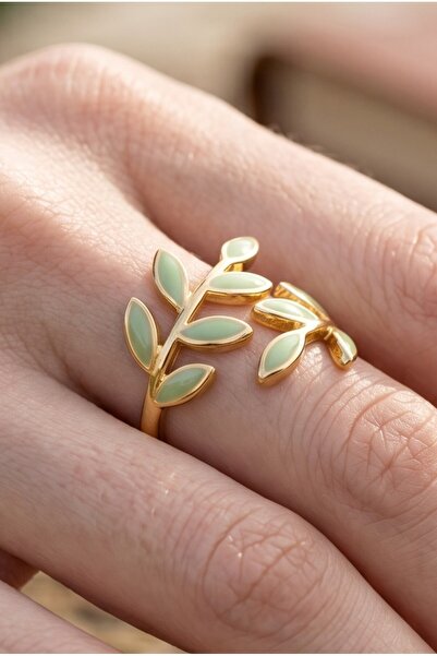 NBS Beautiful Naturel Stones خاتم نسائي فاخر قابل للتعديل مطلي بالذهب ومرصع ب...