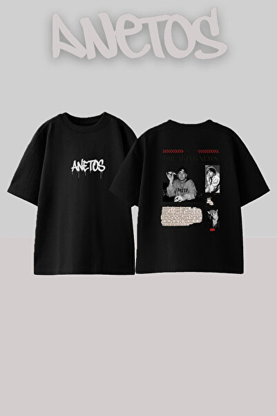 Anetos Eminem_21 Design Printed Unisex Oversize Black Tshirt