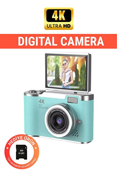 WUNİT LK-007 4K UHD 48 MP Dijital Kamera 18X Zoom Flaş 32 GB SD Kart 180° Fli...