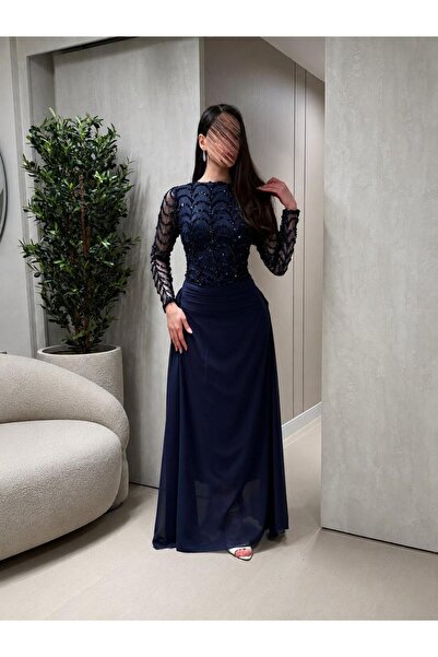 led style Luxury Beaded Embroidery Evening Dress and Elegant Floor-Length Gown