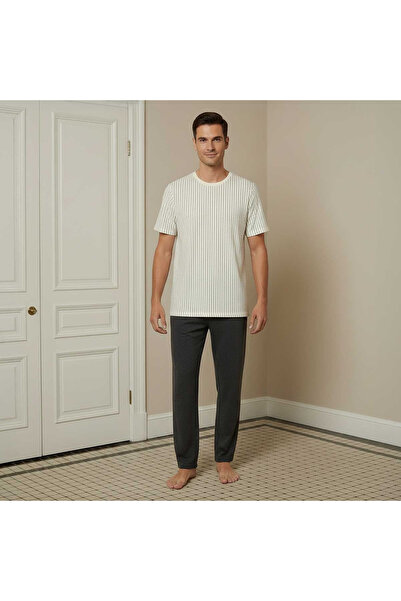 FAV Cotton Striped Drawstring Closure Nightwear Set