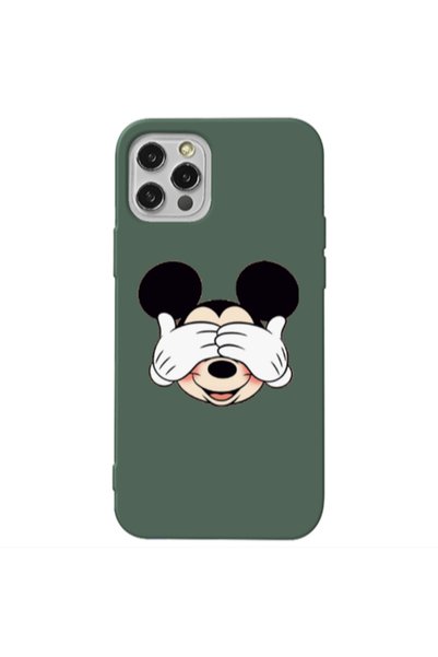Other Apple iPhone 12 Pro Max Mickeyy Dark Green Colored Silicone TPU Θήκη