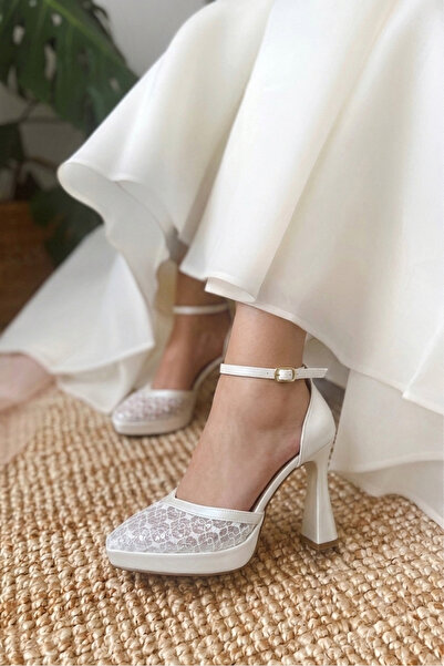POLKA STORE Women's Event Bridal Wedding Shoes White Platform Bride High Heel...