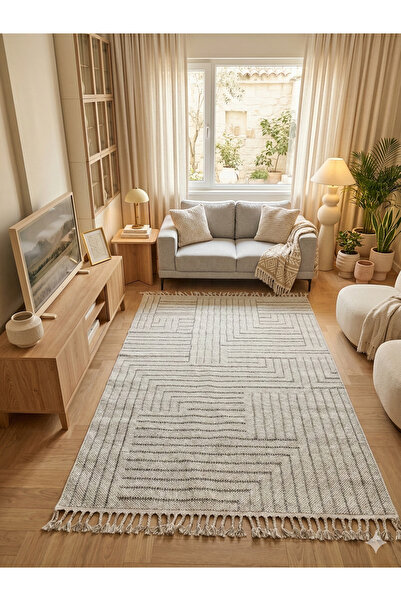 NevMahall Minimalist Tasarımlı Giza Serisi Krem Halı