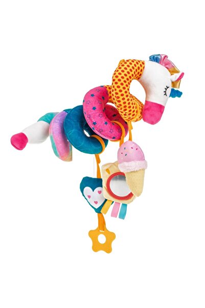 Z Store Jucărie spirală pentru pătuț cu unicorn și inel de dentiție - 25cm