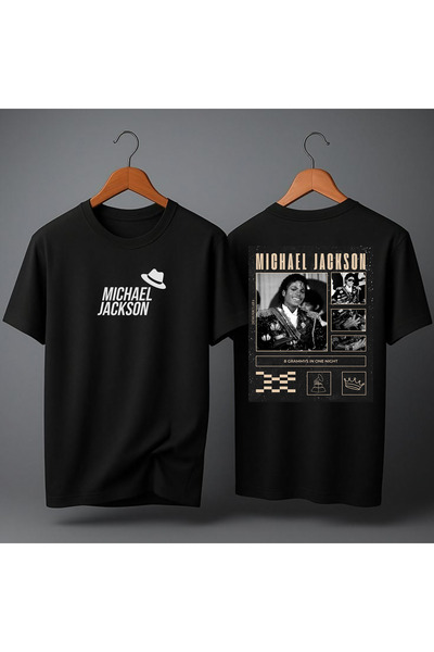 MICHAEL JACKSON SIRT BASKILI Oversize Unisex Tişört Bisiklet Yaka Pamuklu Kadın Erkek VE ÇOCUK T-shırt