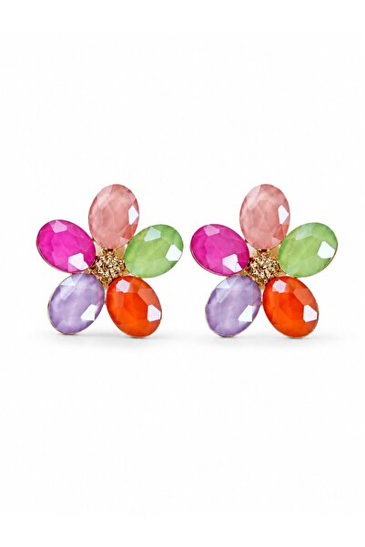 serelya Mixed Color Crystal Stone Flower Model Women's Earrings