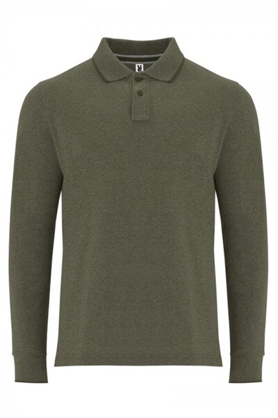 ROLY Tricou polo cu maneca lunga barbati, Dylan, verde militar inchis melanj