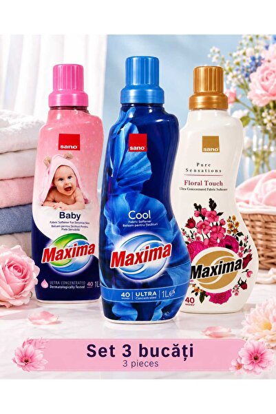 Sano Σετ 3 τεμαχίων Top Bottom Maxima Υπερσυμπυκνωμένο Μαλακτικό Ρούχων 1 λίτ...