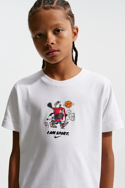 Nike Sportswear Kids Tee Box Hoops Kids Tee Grafik Baskılı Çocuk Tişört Beyaz