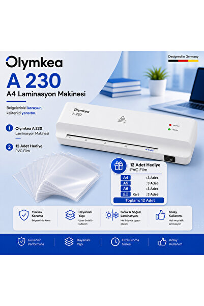 Olymkea A230 A4 Laminasyon Makinası&12 Adet PVC Hediyeli
