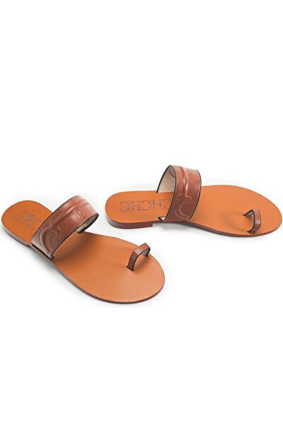 CHHC CH Single-Strap Toe-Post Sandals for Women Summer Brown Minimalist Versa...