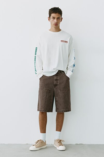 Pull & Bear Relaxed fit carpenter bermuda şort