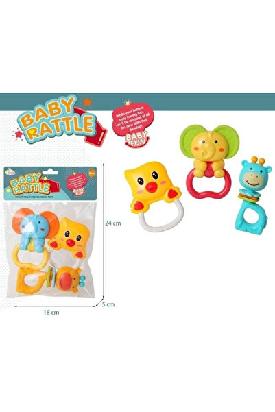 OEM Set 3 jucarii zornaitoare Merkpol elefant rata girafa multicolor 3m+