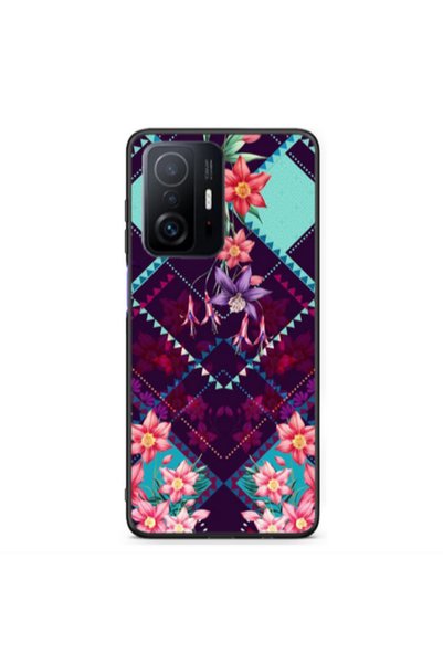 Other Xiaomi Redmi Note 11 T Checkered flowers Black Glossy Θήκη