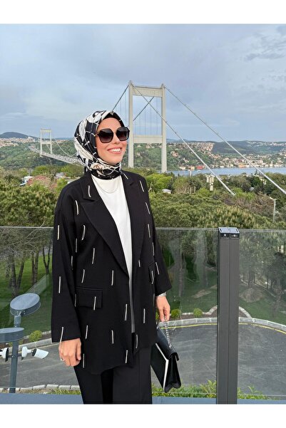Moodbasic TAŞLI PÜSKÜLLÜ CUPRA KETEN CEKET