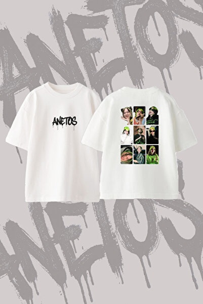 Anetos Billie Eilish_19 Design Printed Oversize Crew Neck T-Shirt White