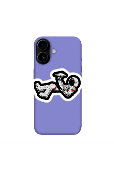 Other Apple Iphone 16 plus Astronaut flies a plane Purple Colored Silicone TP...