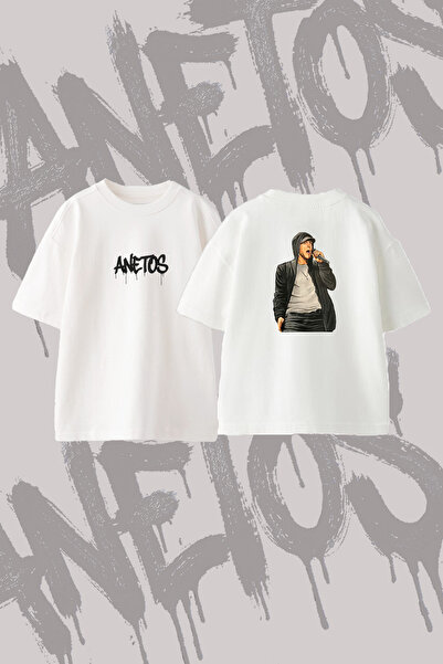 Anetos تي شيرت Eminem Rapper_2 ذو تصميم مطبوع وياقة دائرية كبيرة الحجم باللون...