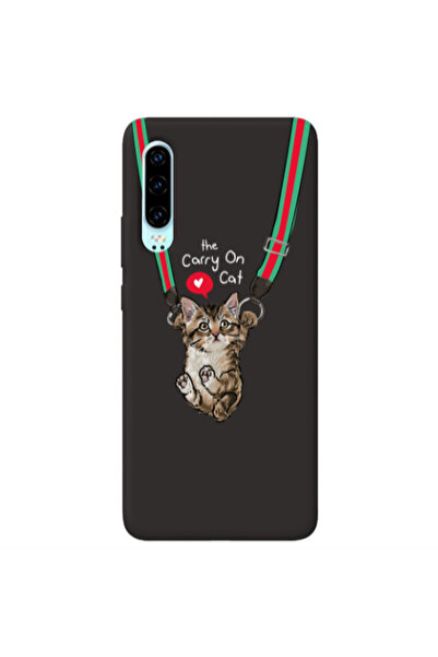 Other Huawei P30 Swinging cat Black Colored Silicone TPU Θήκη