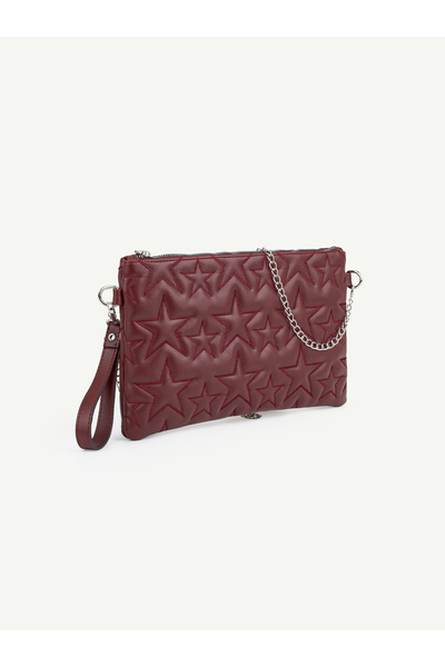 Rivina Women's Star Embroidered Portfolio Handbag with Wrist Strap and Satin ...