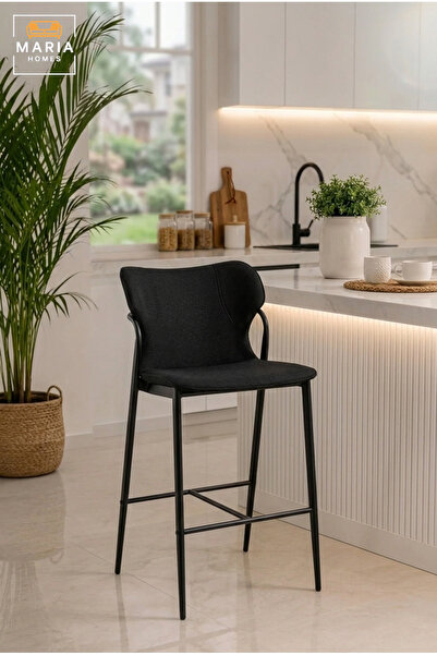 MARIA HOMES Modern Black Upholstered Bar Chair – Contemporary Counter Height ...