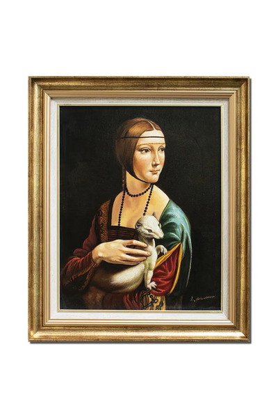 artnova Famous hand-painted framed painting, Lady with an Ermine, 65x55cm oil...
