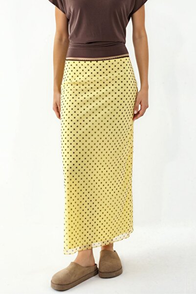 Hiccup Polka Dot Patterned Tulle Skirt with Lace Detail and Stretch