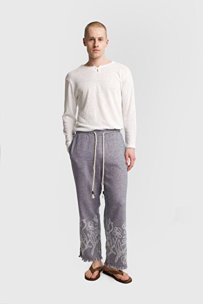 Hiccup GIESTO Pantaloni bărbătești din bumbac, tricot, cu broderie